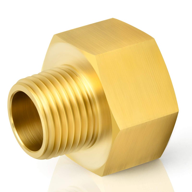 TAISHER 2PCS Brass Pipe Fitting, Reducer Adapter, 1/4-Inch Male Pipe x 3/8-Inch Female Pipe - Image 2